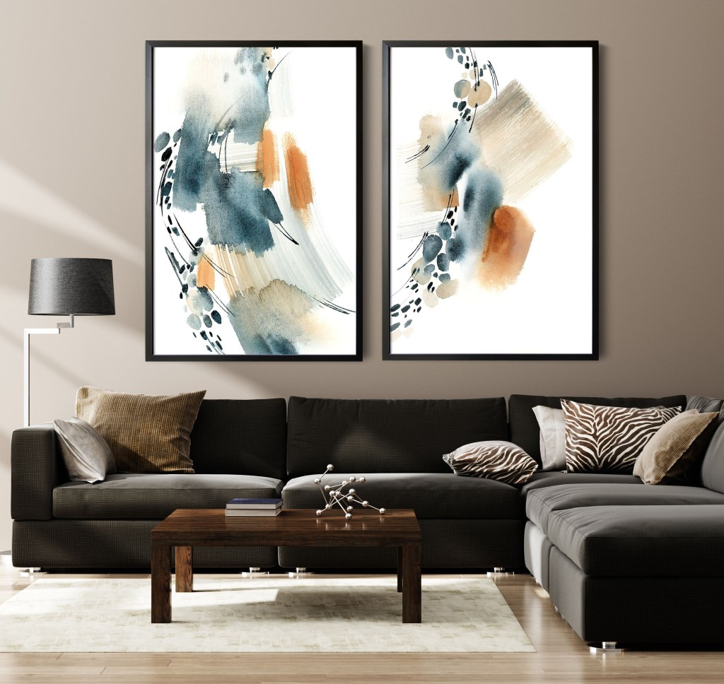 Picture of: Abstract Art Prints Set of  Pieces Watercolor Wall Art – Etsy