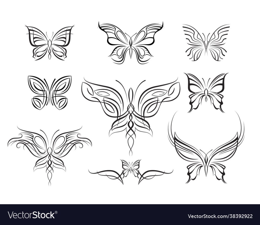 Picture of: Abstract butterflies symmetrical tattoos Vector Image