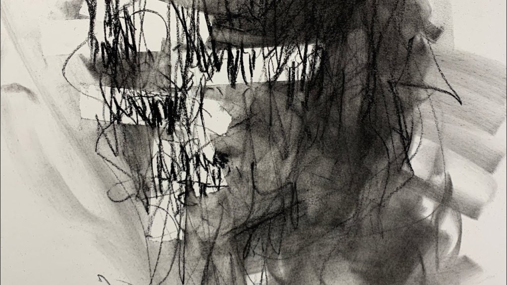 Picture of: ABSTRACT CHARCOAL AND TAPE DRAWING TECHNIQUE