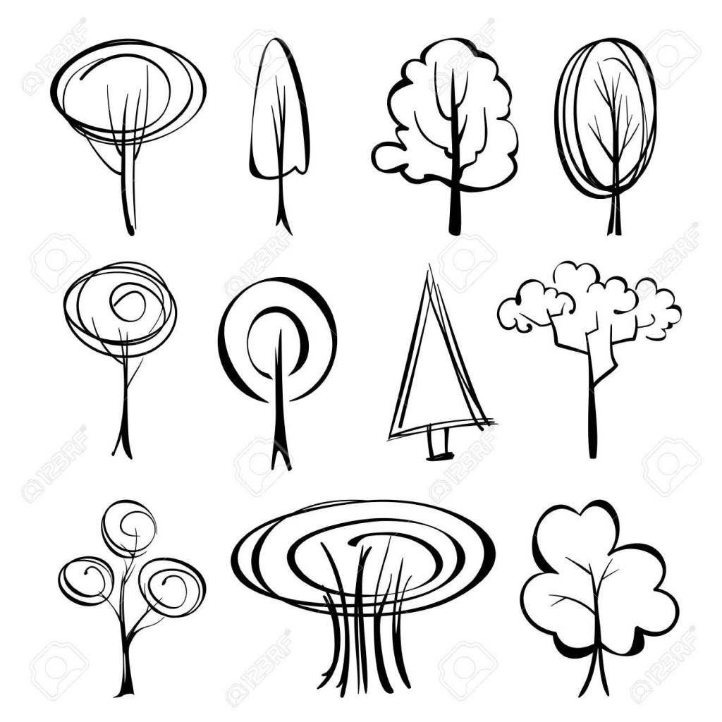 Picture of: Abstract Trees Sketch Set Royalty Free SVG, Cliparts, Vectors, And