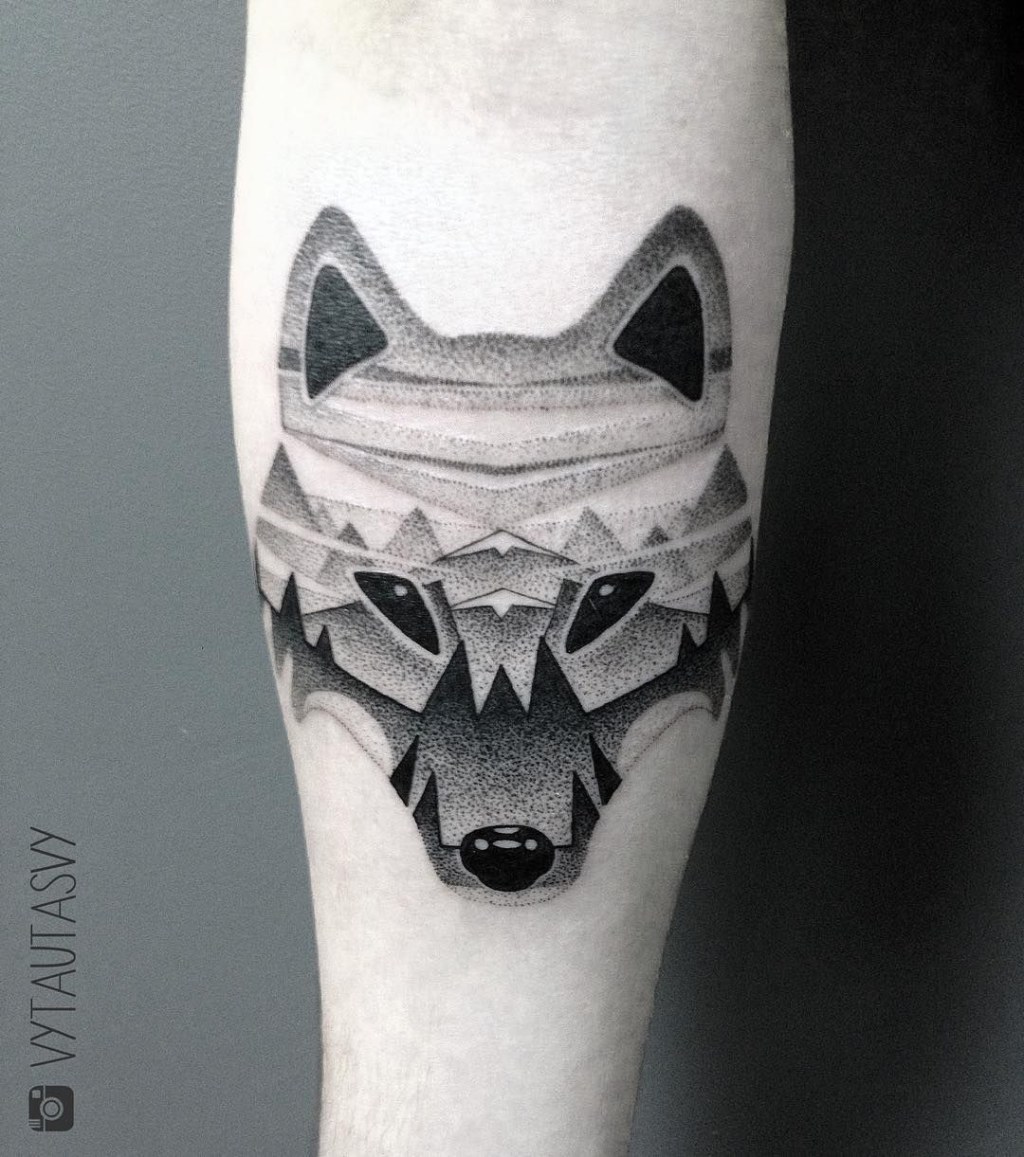 Picture of: Abstract wolf tattoo with mountains 🐺🗻  Ankle tattoo designs
