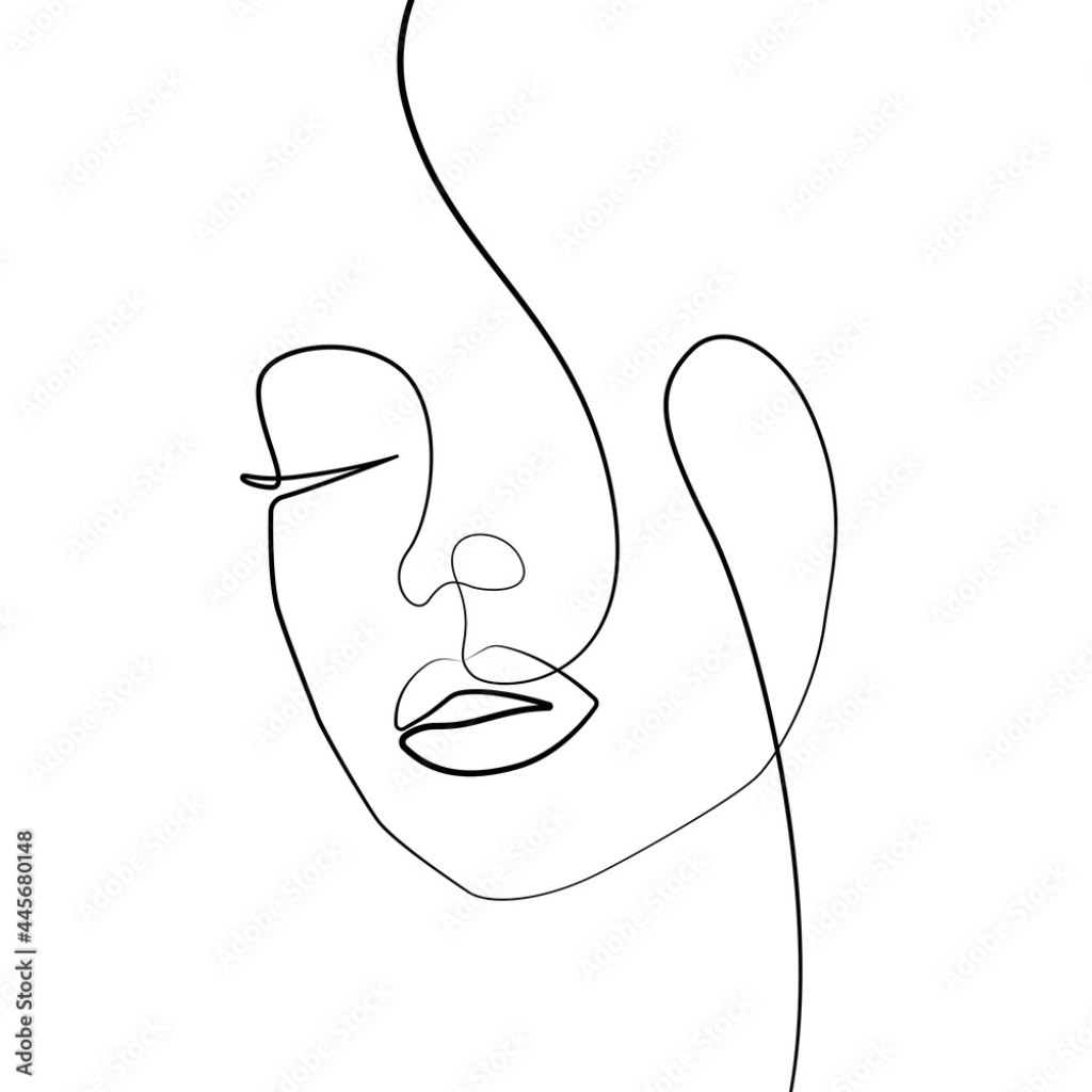 Picture of: Abstract Woman Face Line Art Drawing