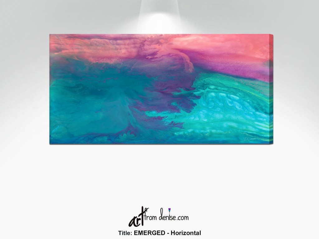 Picture of: Canvas wall art Teal coral purple and turquoise abstract – Etsy