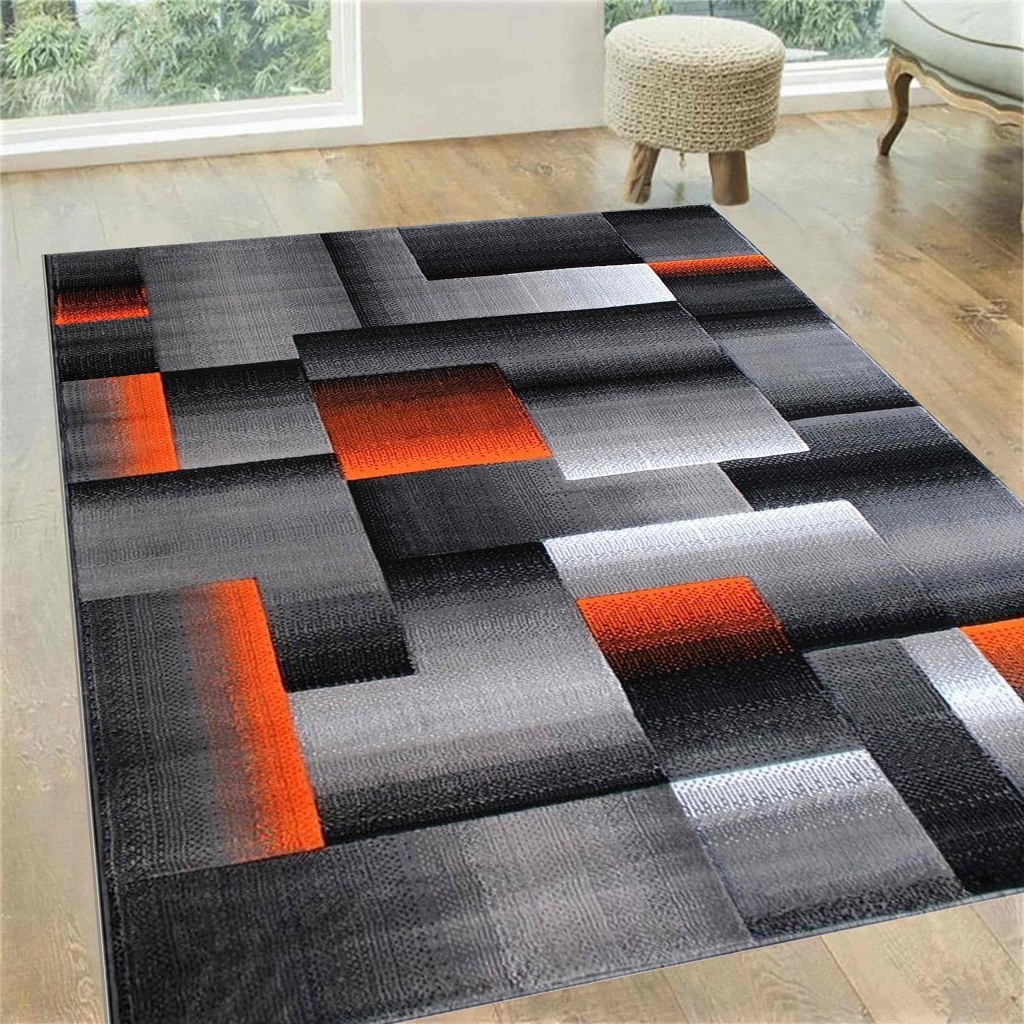 Picture of: E Orange/Grey/Silver/Black/Abstract Area Rug Modern Modern