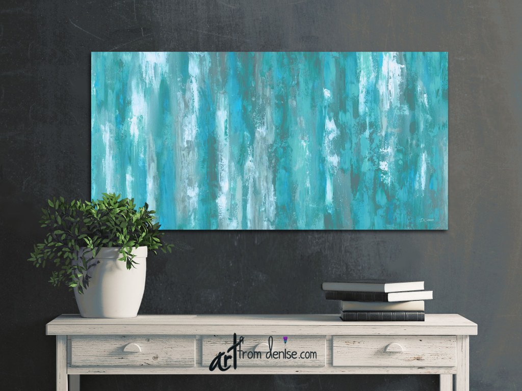 Picture of: Grey & teal wall art Canvas abstract Teal bedroom decor – Etsy
