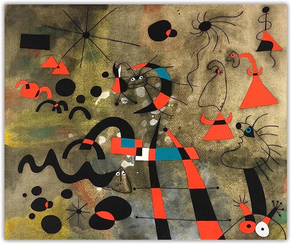 Picture of: Joan Miro Poster and Prints Abstract Joan Miro Canvas Pictures Famous Joan  Miro Painting on Canvas Art Print Wall Art Pictures Painting (The Escape