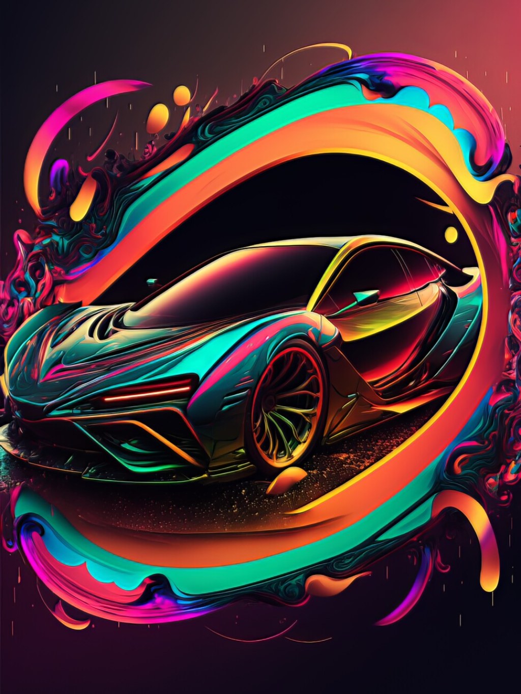 Picture of: Künstlerische Illustration  Abstract Neon Speed Car  Europosters
