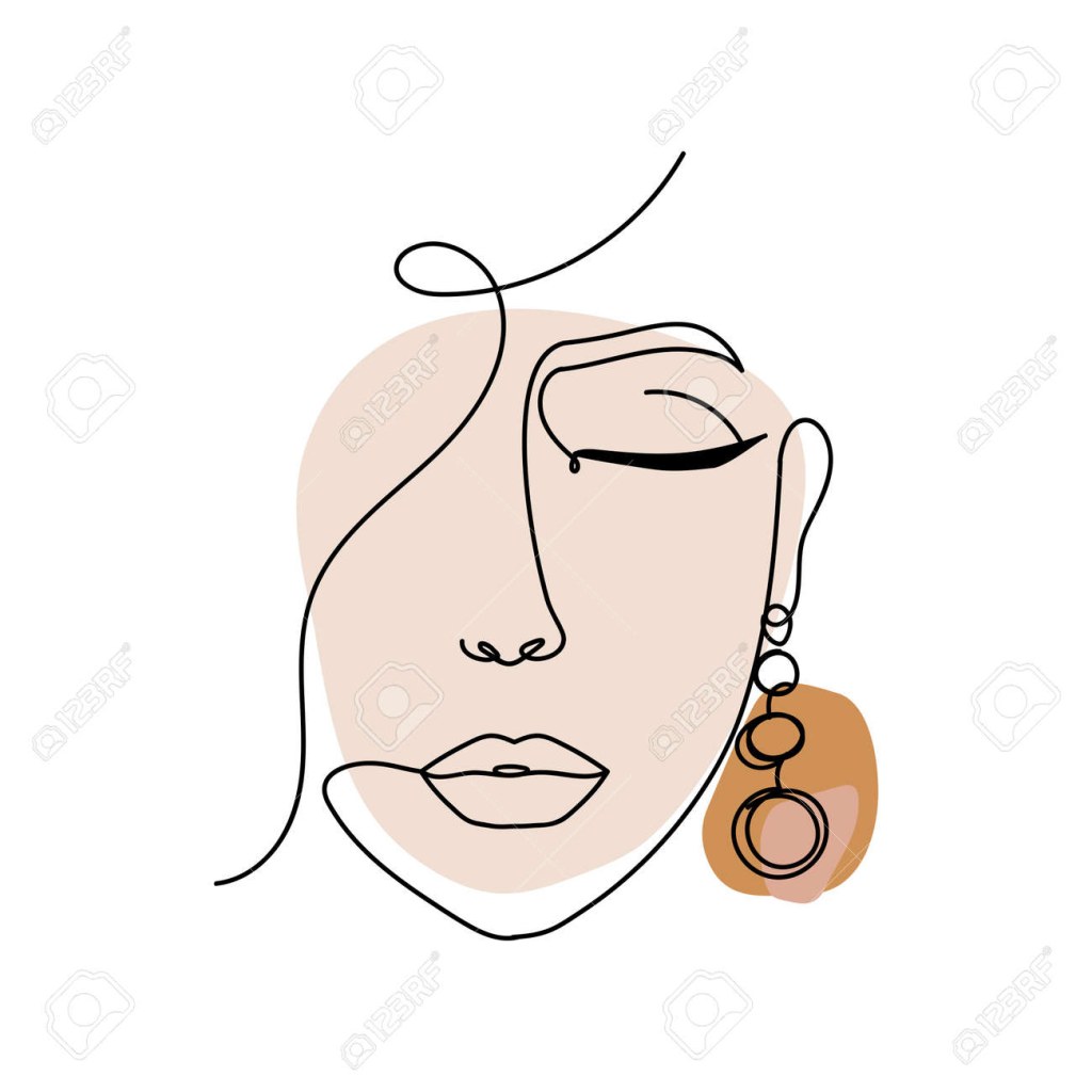 Picture of: Line Art Women Face With Abstract Shapes