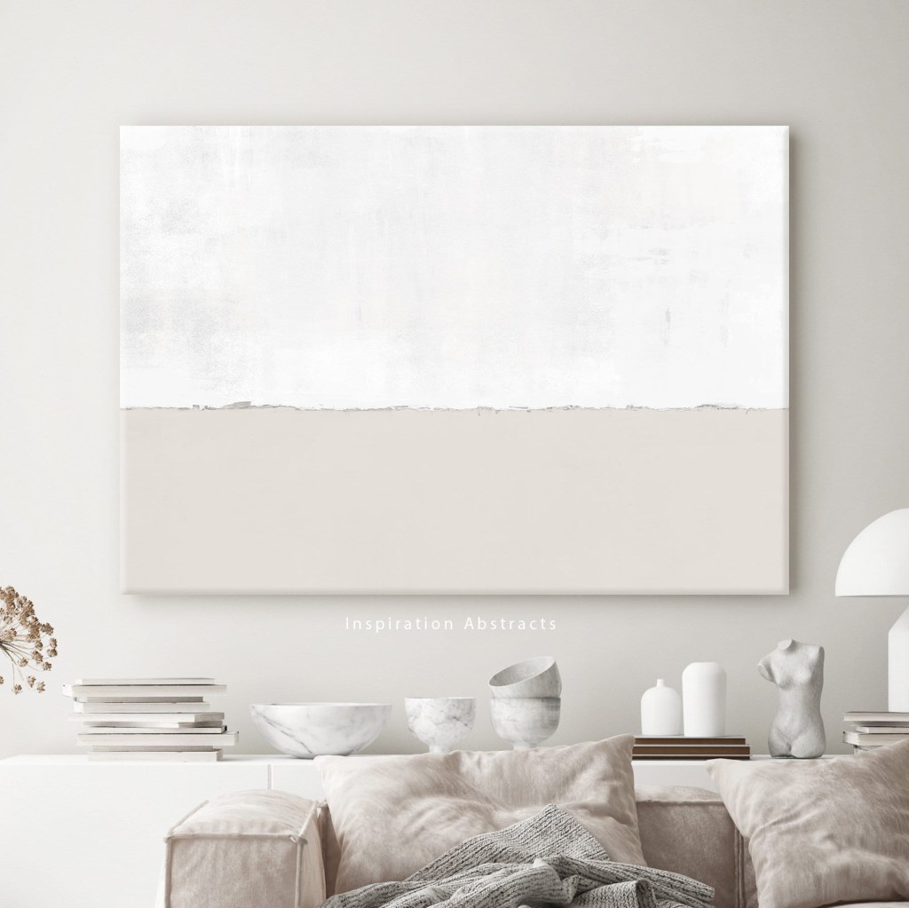 Picture of: Minimal Beige And White Canvas Wall Art Large Abstract – Etsy