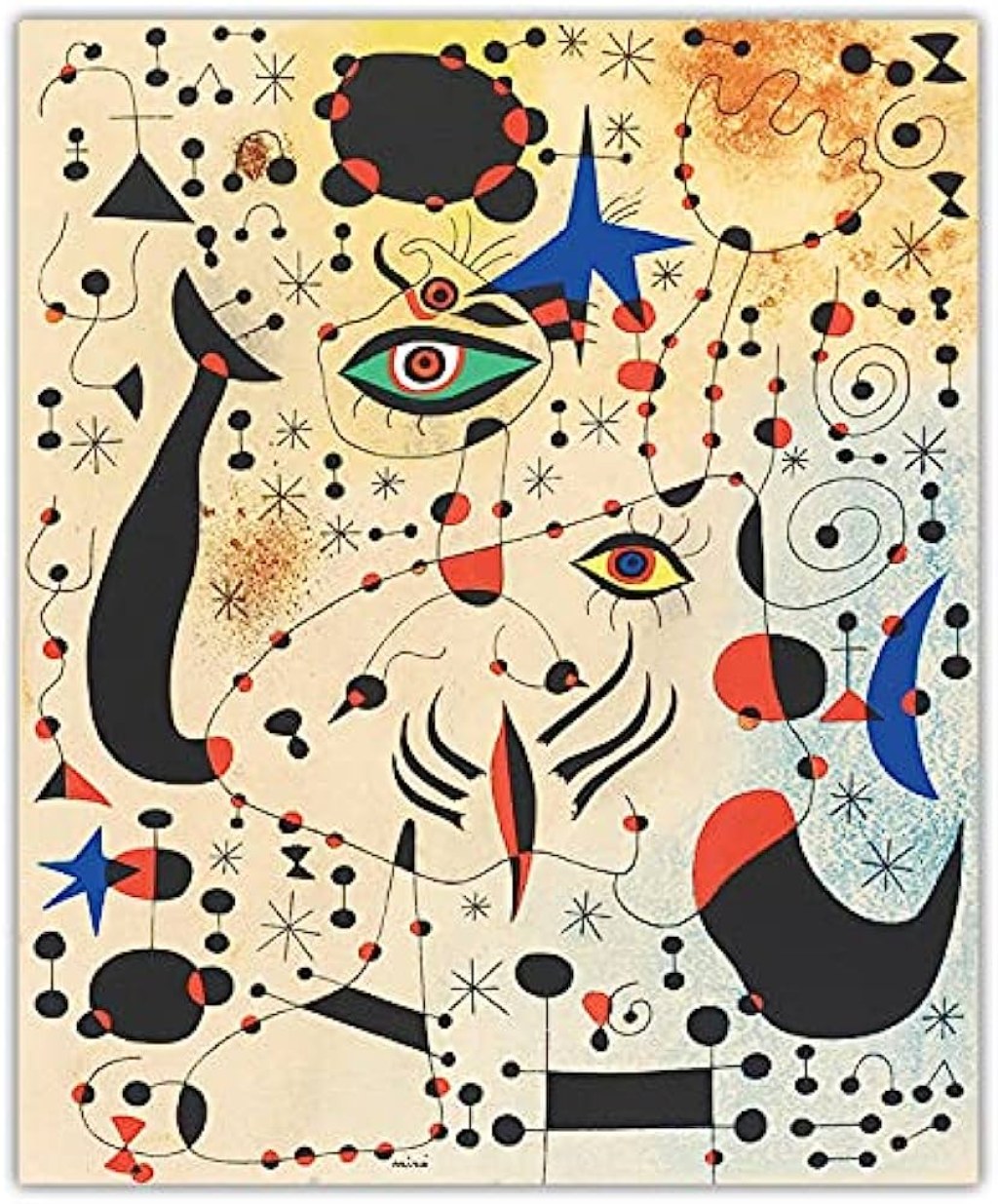 Picture of: MPHWCL Wall Decoration Famous Joan Miró Prints Joan Miró Painting Indoor  Printed on Canvas Modern Painting Joan Miró Poster Abstract Canvas Wall