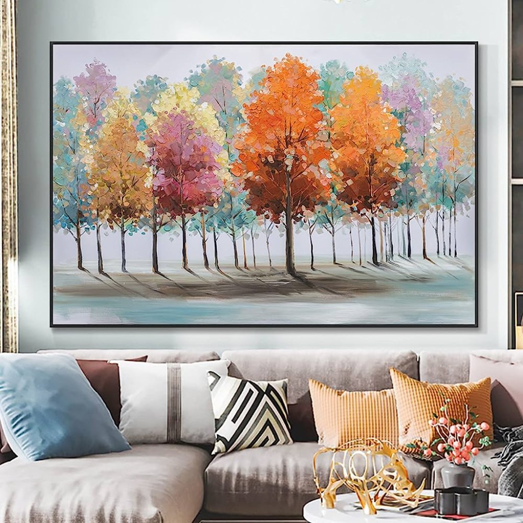 Picture of: OUSENR Hand Painted Oil Painting on Canvas – Abstract Trees with