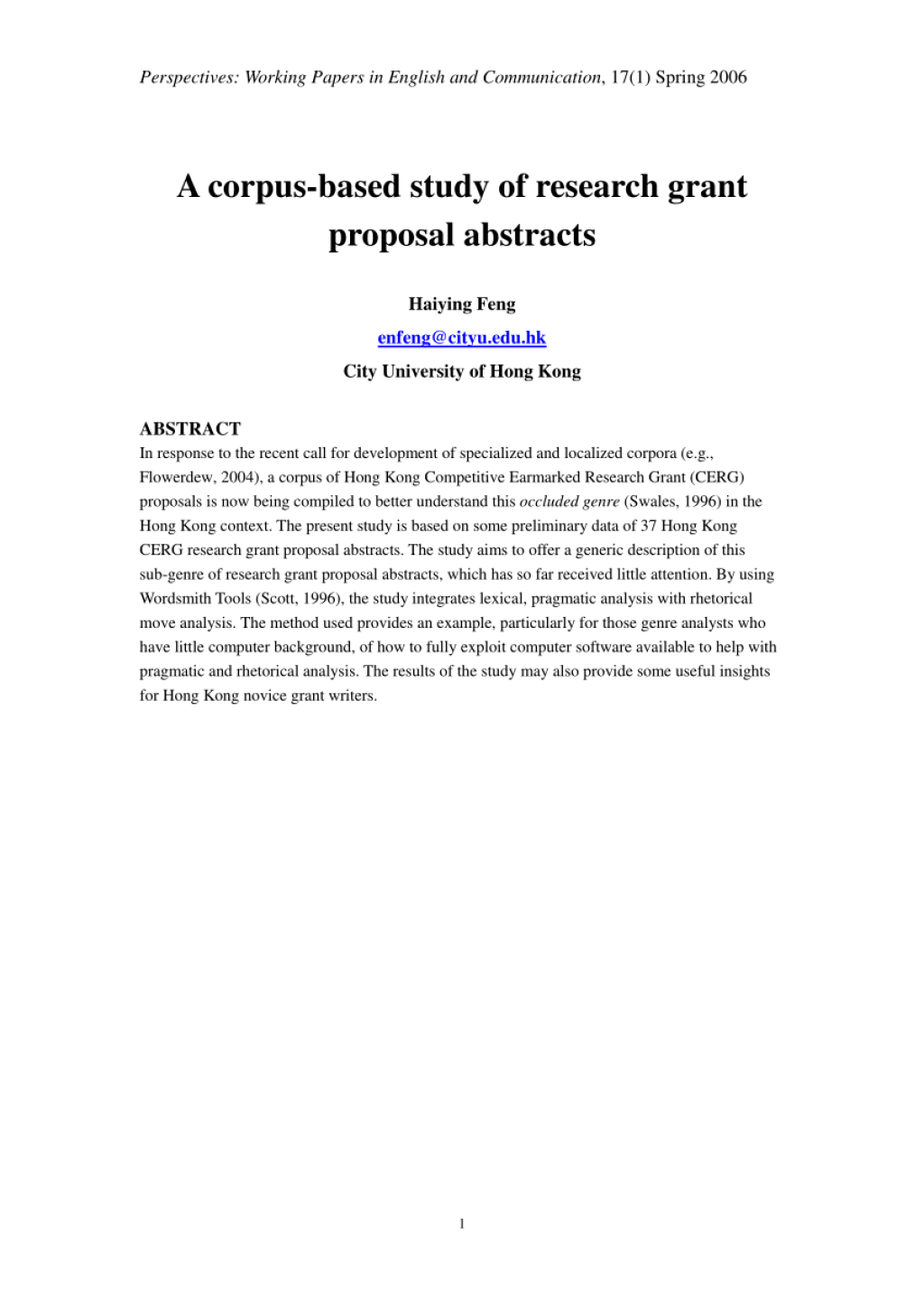 Picture of: PDF) A corpus-based study of research grant proposal abstracts