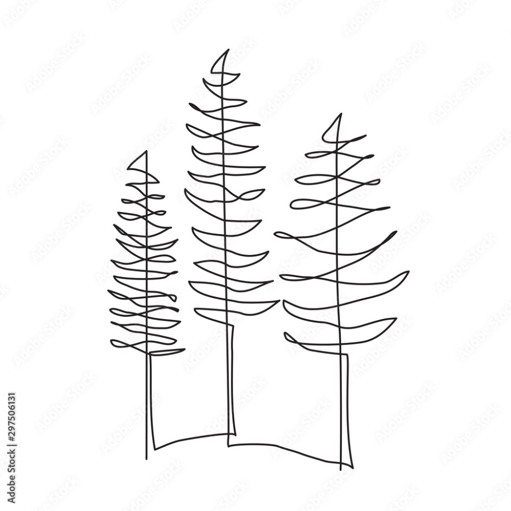 Picture of: Pine tree one line drawing art