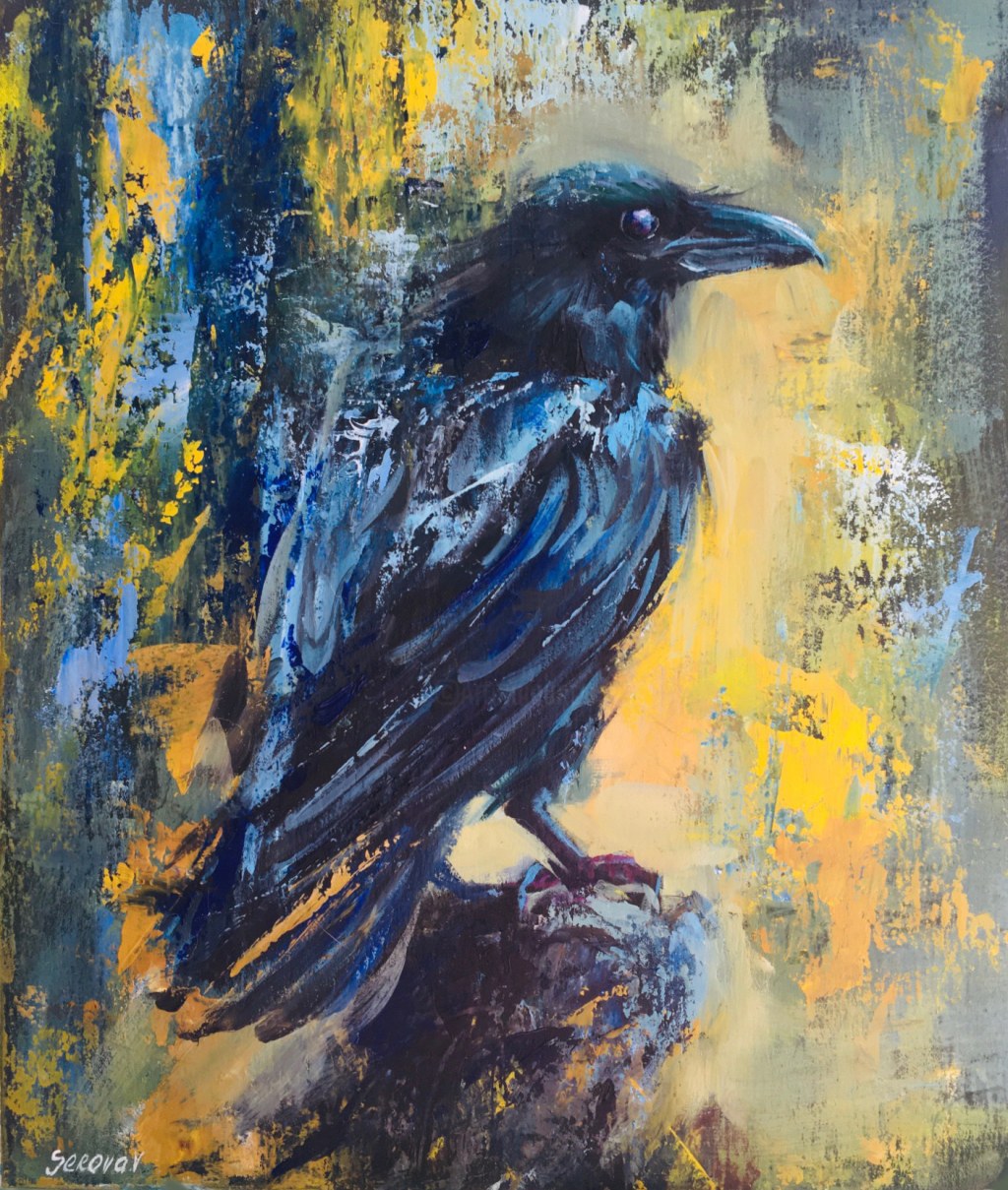 Picture of: Raven Crow Art Painting Original Art Oil, Malerei von Valerie
