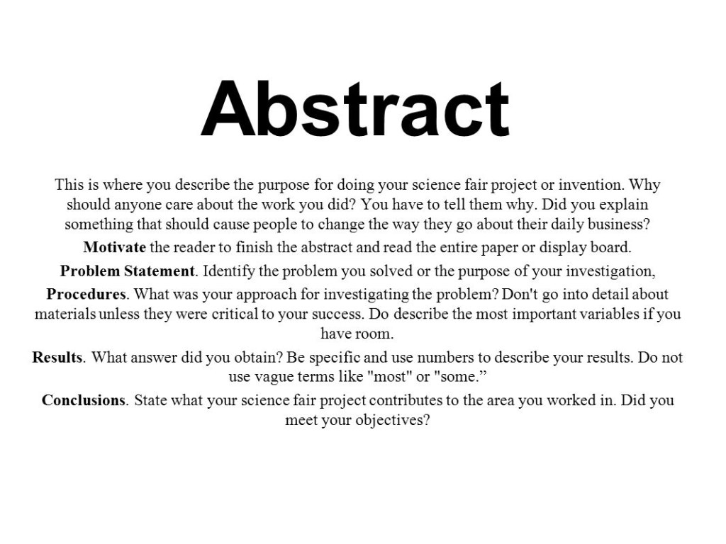 Picture of: Science Fair Made Easy Abstract Question Variables Research paper
