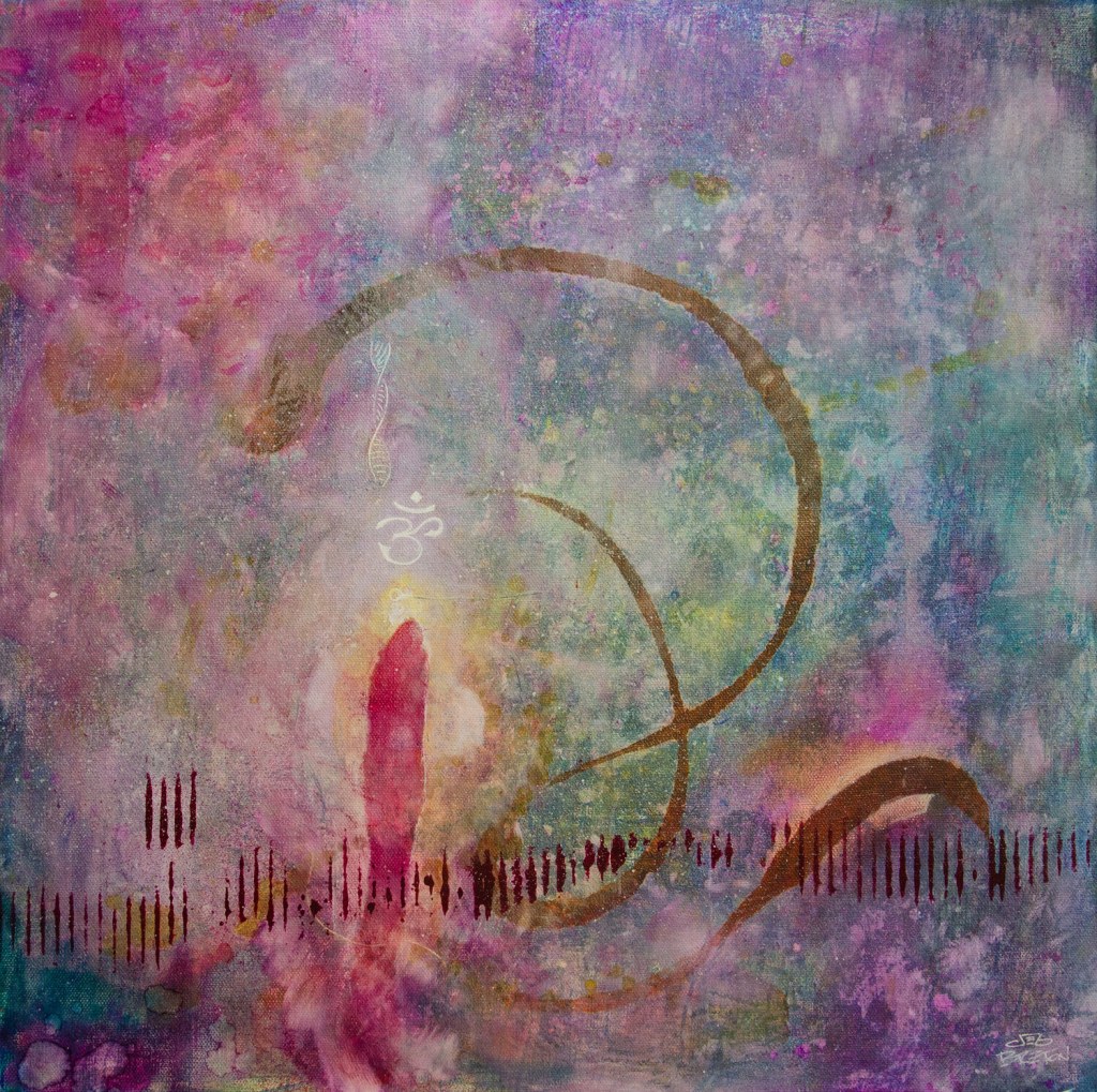 Picture of: Spiritual Art – Om – Aum – DNA – Meditation Art Original Painting on Canvas  – Deb Breton – Acryl, Tinte auf Leinwand