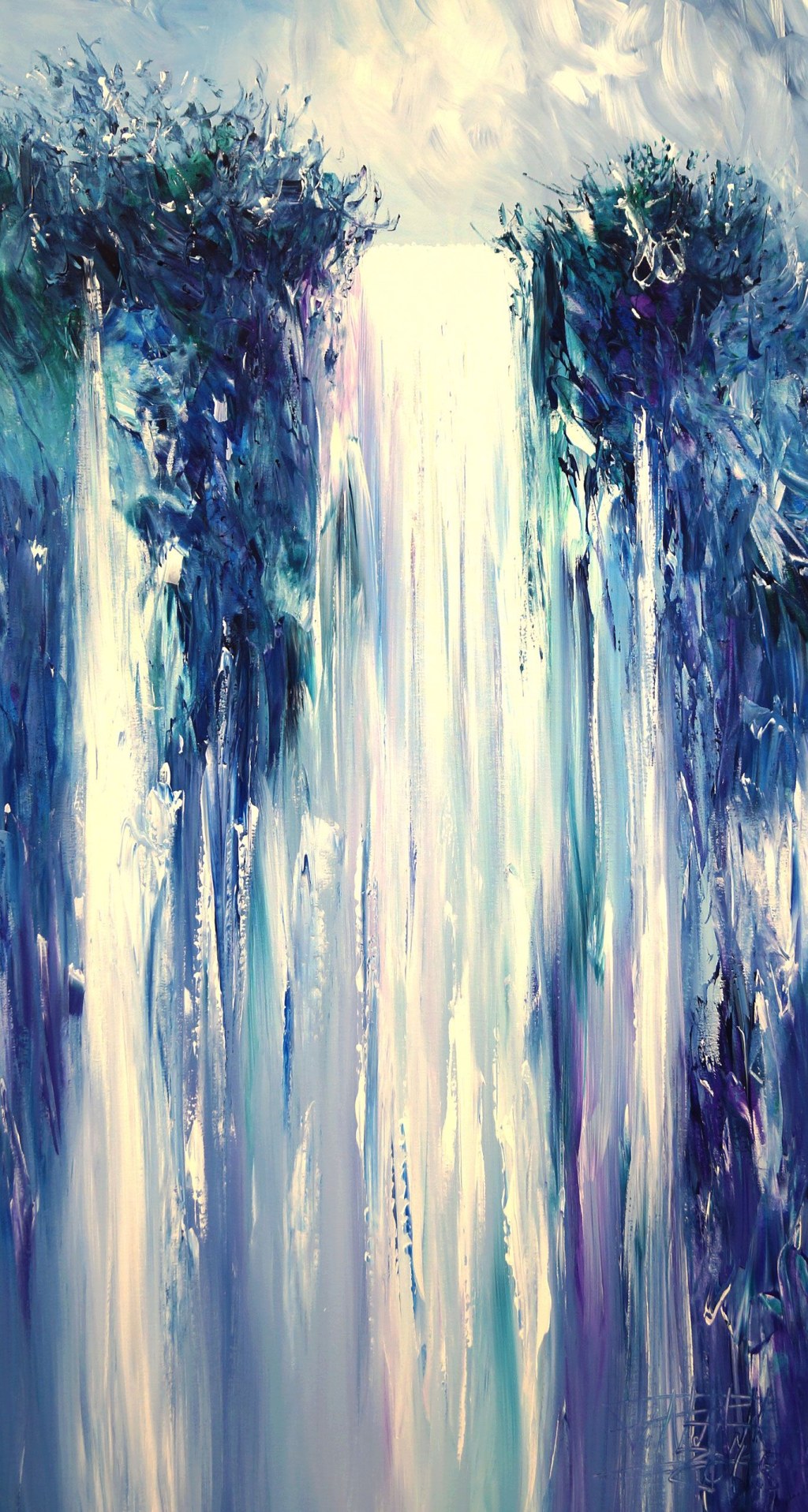 Picture of: Waterfall artwork  Waterfall paintings, Abstract art landscape